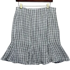 Charles Gray London Women Tweed Flounce Skirt Black White Academia 8 Lined Retro